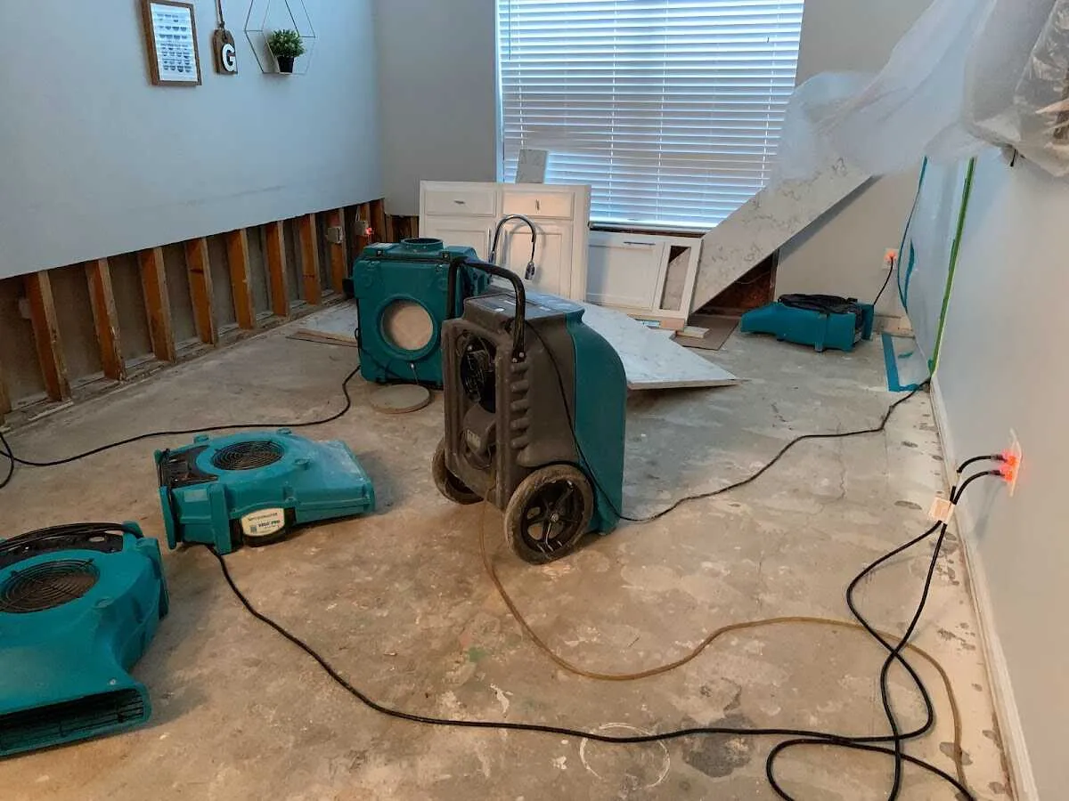 Dehumidifier in flood-cut room for Water Damage Restoration in Pass Christian